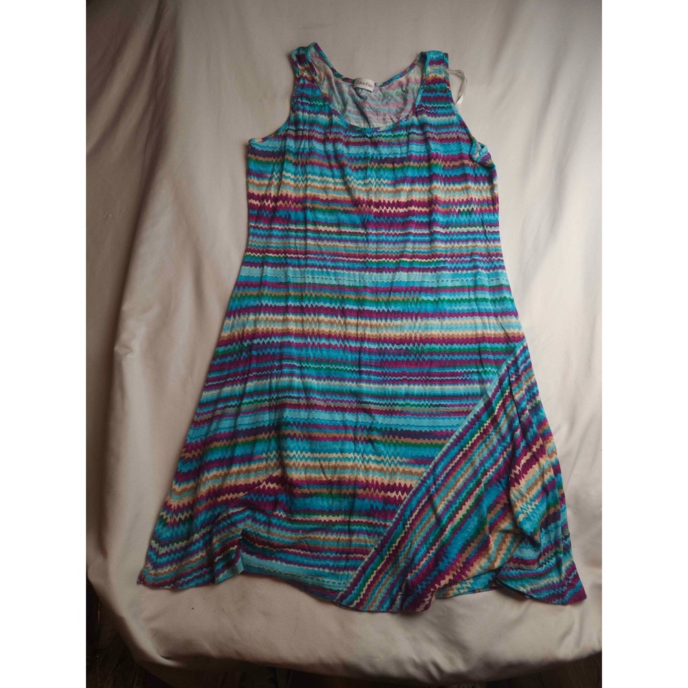 Calvin Klein Tank Dress S Chevron Striped Boho Festival Resortwear Summer Vacay